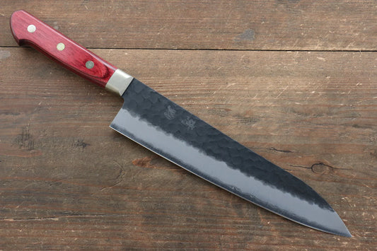 Seisuke Kurobeni Blue Super (บลูซุปเปอร์สตีล) ลายค้อนตี Kurouchi มีดกิวโตะ Gyuto มีดทำครัวญี่ปุ่น 210mm ด้ามไม้ Pakka wood สีแดง