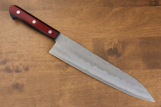Seisuke Ringo Silver Steel No.3 (เหล็กเงิน No.3) ลายคล้ายผิวลูกสาลี่ มีดกิวโตะ Gyuto มีดทำครัวญี่ปุ่น 210mm ด้ามไม้ Pakka wood สีแดง