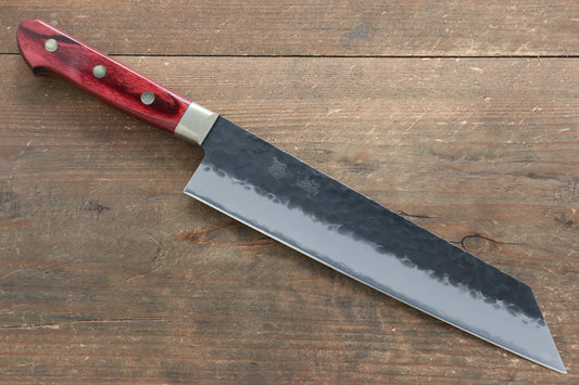 Seisuke Kurobeni Blue Super (บลูซุปเปอร์สตีล) ลายค้อนตี Kurouchi มีด Kiritsuke Gyuto มีดทำครัวญี่ปุ่น 210mm ด้ามไม้ Pakka wood สีแดง