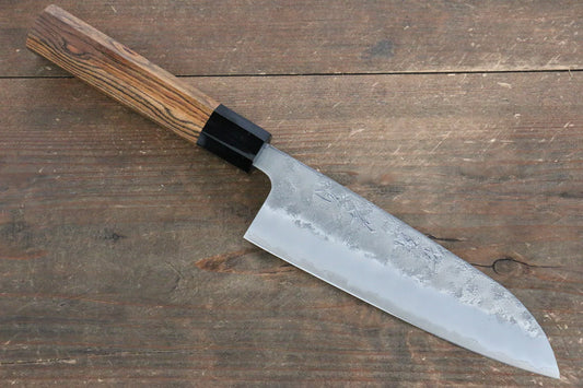 Sakai Takayuki Silver Steel No.3 (เหล็กเงิน No.3) ลายคล้ายผิวลูกสาลี่ มีด Santoku มีดทำครัวญี่ปุ่น 170mm ด้ามไม้พลับดำ
