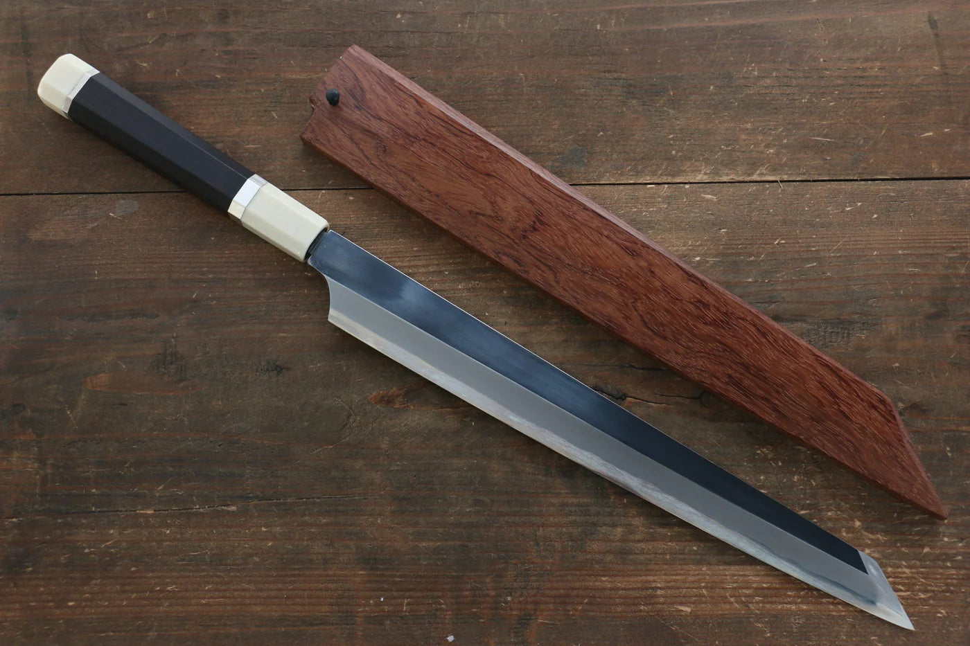 Sakai Takayuki Blue Steel (บลูสตีล) No.1 มีด Yanagiba มีดทำครัวญี่ปุ่น 300mm ด้ามไม้คะรินประดับห่วง 3ห่วง มีฝัก (ปลอก) มีด