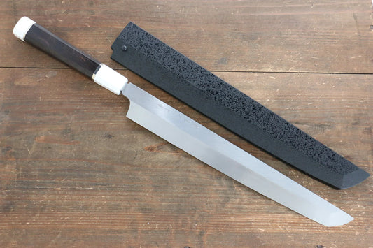 Sakai Takayuki Honyaki Blue Steel (บลูสตีล) No.2 ขัดขึ้นเงากระจก มีด Sakimaru Takohiki มีดทำครัวญี่ปุ่น 300mm ด้ามไม้มะเกลือ (ประดับห่วง) มีฝัก (ปลอก) มีด