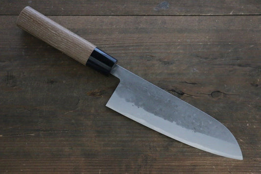 Seisuke Blue Steel (บลูสตีล) No.2 ลายคล้ายผิวลูกสาลี่ มีด Santoku มีดทำครัวญี่ปุ่น 165mm ด้ามเกาลัด