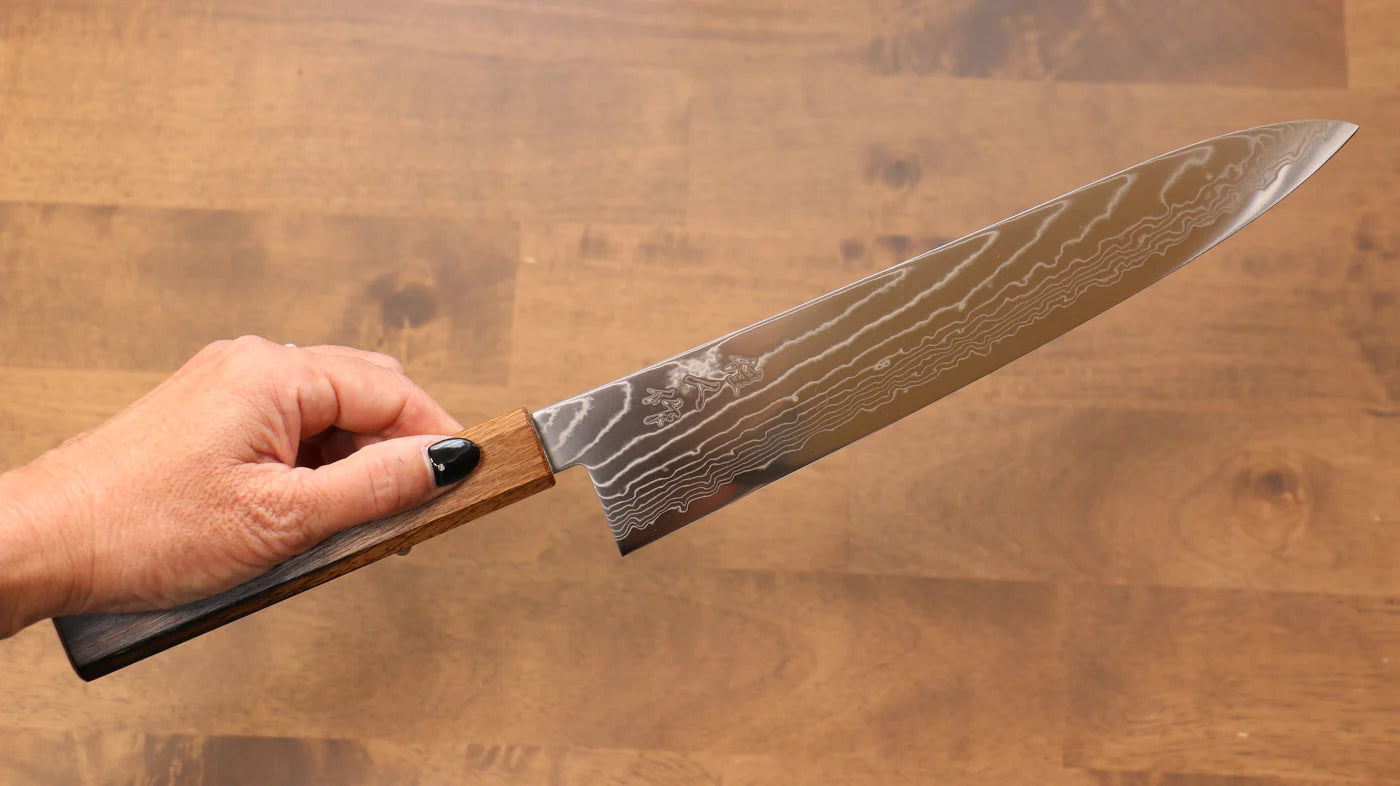 Kajin เหล็กโคบอลด์พิเศษ ดามัสกัส มีดกิวโตะ Gyuto มีดทำครัวญี่ปุ่น 240mm ด้ามไม้โอ๊กเผา (Mehakkaku)