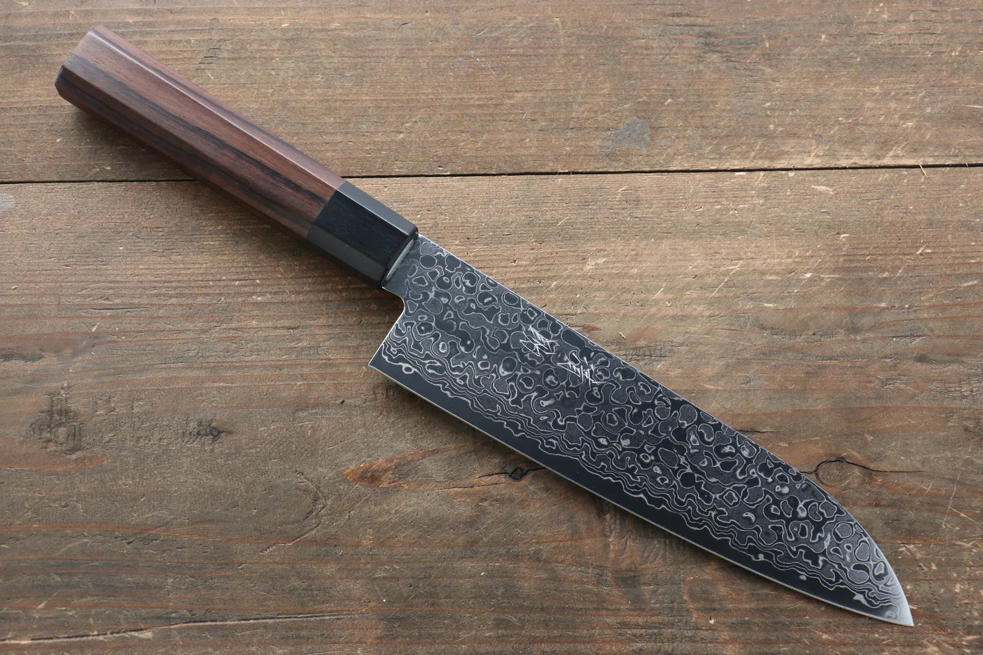 Seisuke AUS10 ดามัสกัส มีด Santoku มีดทำครัวญี่ปุ่น 180mm ด้ามไม้พะยูง