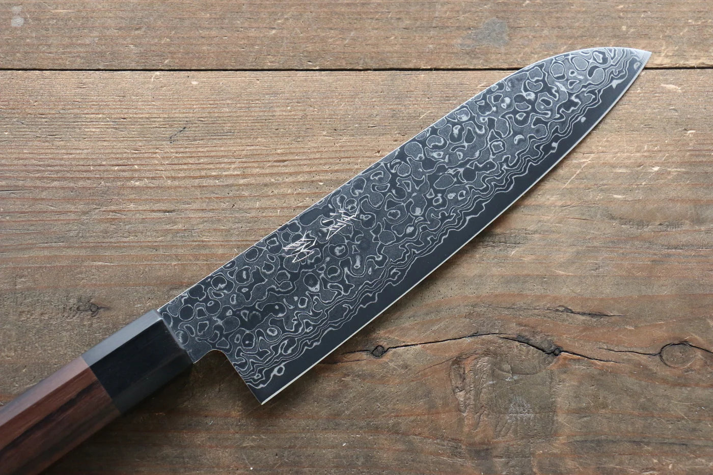 Seisuke AUS10 ดามัสกัส มีด Santoku มีดทำครัวญี่ปุ่น 180mm ด้ามไม้พะยูง