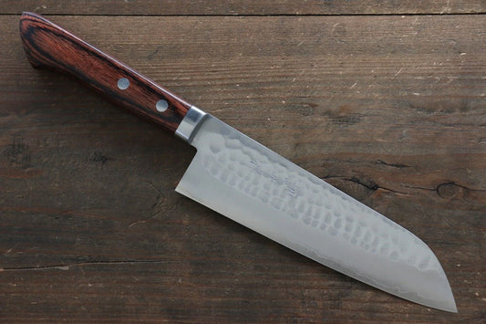 Kunihira Tanzo VG1 ลายค้อนตี มีด Santoku มีดทำครัวญี่ปุ่น 170mm ด้ามมะฮอกกานี