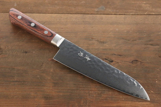 Seisuke VG10 33 ชั้น ดามัสกัส มีด Santoku มีดทำครัวญี่ปุ่น 180mm ด้ามมะฮอกกานี