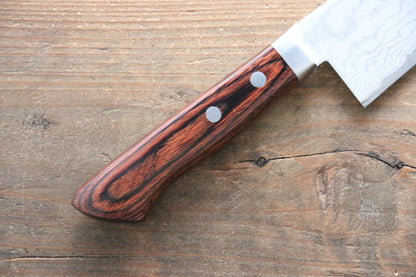 Kunihira Tanzo VG1 ดามัสกัส มีด Santoku มีดทำครัวญี่ปุ่น 170mm ด้ามมะฮอกกานี