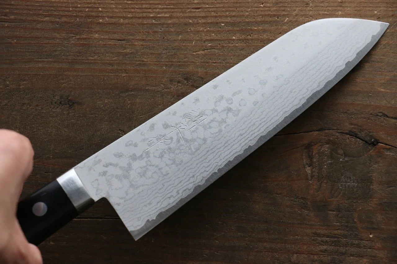 Kunihira Sairyu VG10 ดามัสกัส มีด Santoku มีดทำครัวญี่ปุ่น 170mm ด้ามไม้ Pakka wood