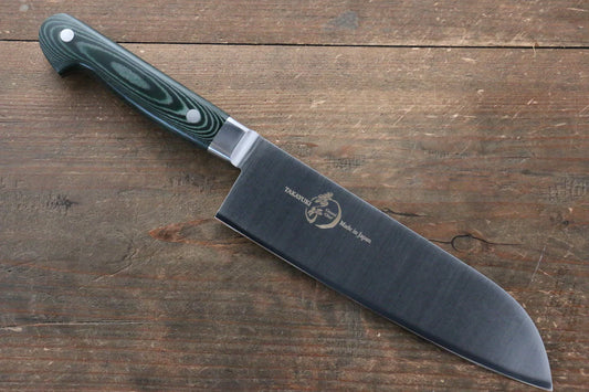 Sakai Takayuki Grand Chef Grand Chef Swedish Steel (เหล็กสวีเดน) มีด Santoku มีดทำครัวญี่ปุ่น ด้าม 180mm Micarta เขียว