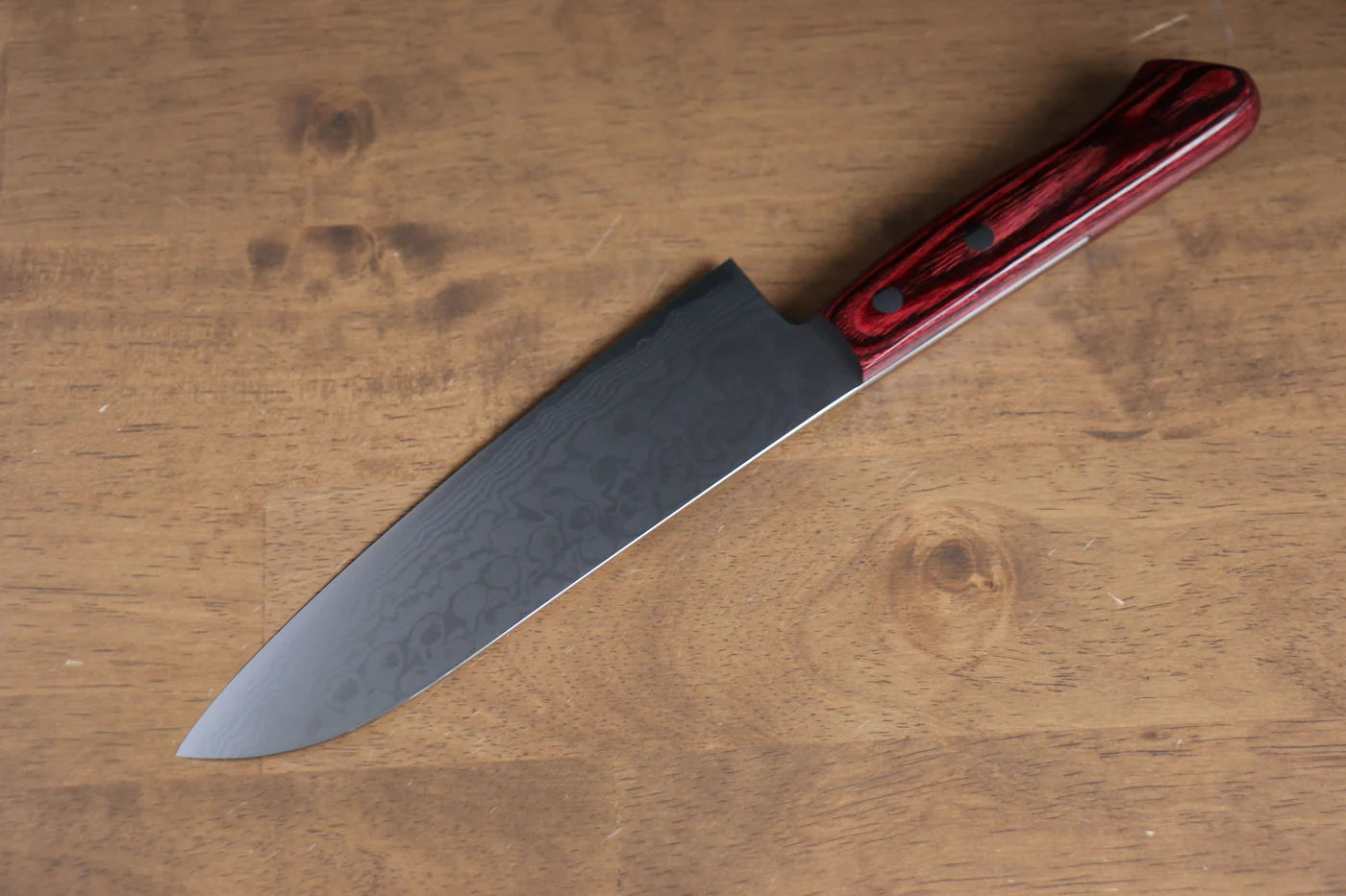Katsushige Anryu VG10 ดามัสกัส มีด Santoku มีดทำครัวญี่ปุ่น 170mm ด้ามไม้ Pakka wood สีแดง