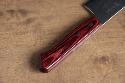 Katsushige Anryu VG10 ดามัสกัส มีด Santoku มีดทำครัวญี่ปุ่น 170mm ด้ามไม้ Pakka wood สีแดง