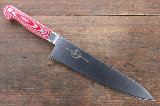 Sakai Takayuki Grand Chef Grand Chef Swedish Steel (เหล็กสวีเดน) มีดกิวโตะ Gyuto มีดทำครัวญี่ปุ่น 210mm ด้าม Micarta แดง