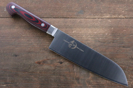 Sakai Takayuki Grand Chef Grand Chef Swedish Steel (เหล็กสวีเดน) มีด Santoku มีดทำครัวญี่ปุ่น 180mm ด้าม Micarta น้ำตาล