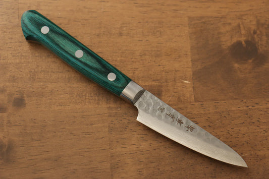 Sakai Takayuki VG10 ดามัสกัส 17 ชั้น มีดขนาดเล็ก  Petty มีดทำครัวญี่ปุ่น 80mm ด้ามไม้ Pakka wood เขียว