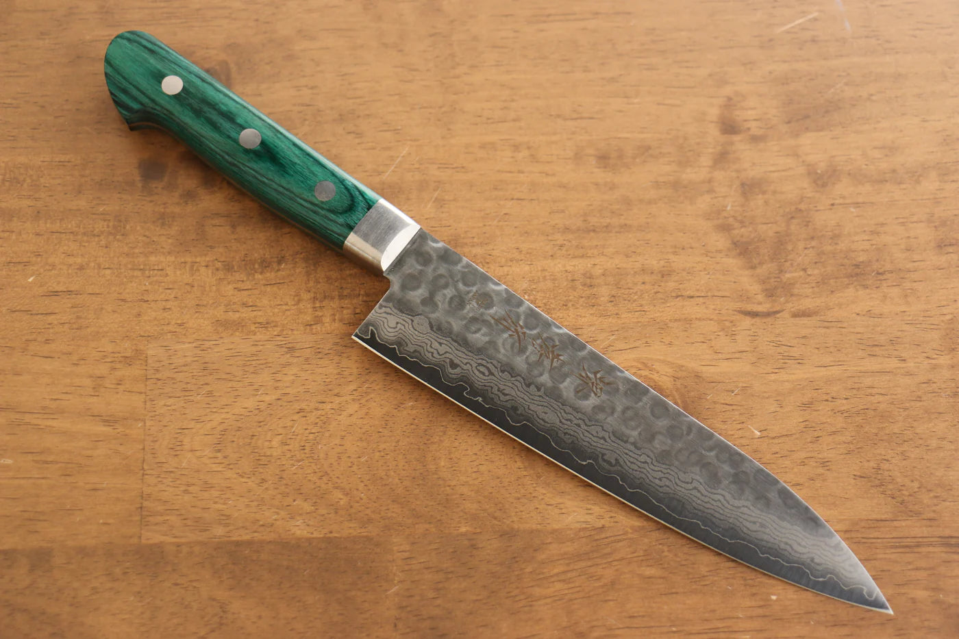 Sakai Takayuki VG10 ดามัสกัส 17 ชั้น มีดกิวโตะ Gyuto มีดทำครัวญี่ปุ่น 180mm ด้ามไม้ Pakka wood เขียว