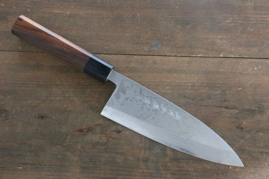 Hideo Kitaoka White Steel (เหล็กกล้าขาว) No.2 ดามัสกัส มีด Kiritsuke Yanagiba มีดทำครัวญี่ปุ่น 210mm ด้ามไม้พะยูง