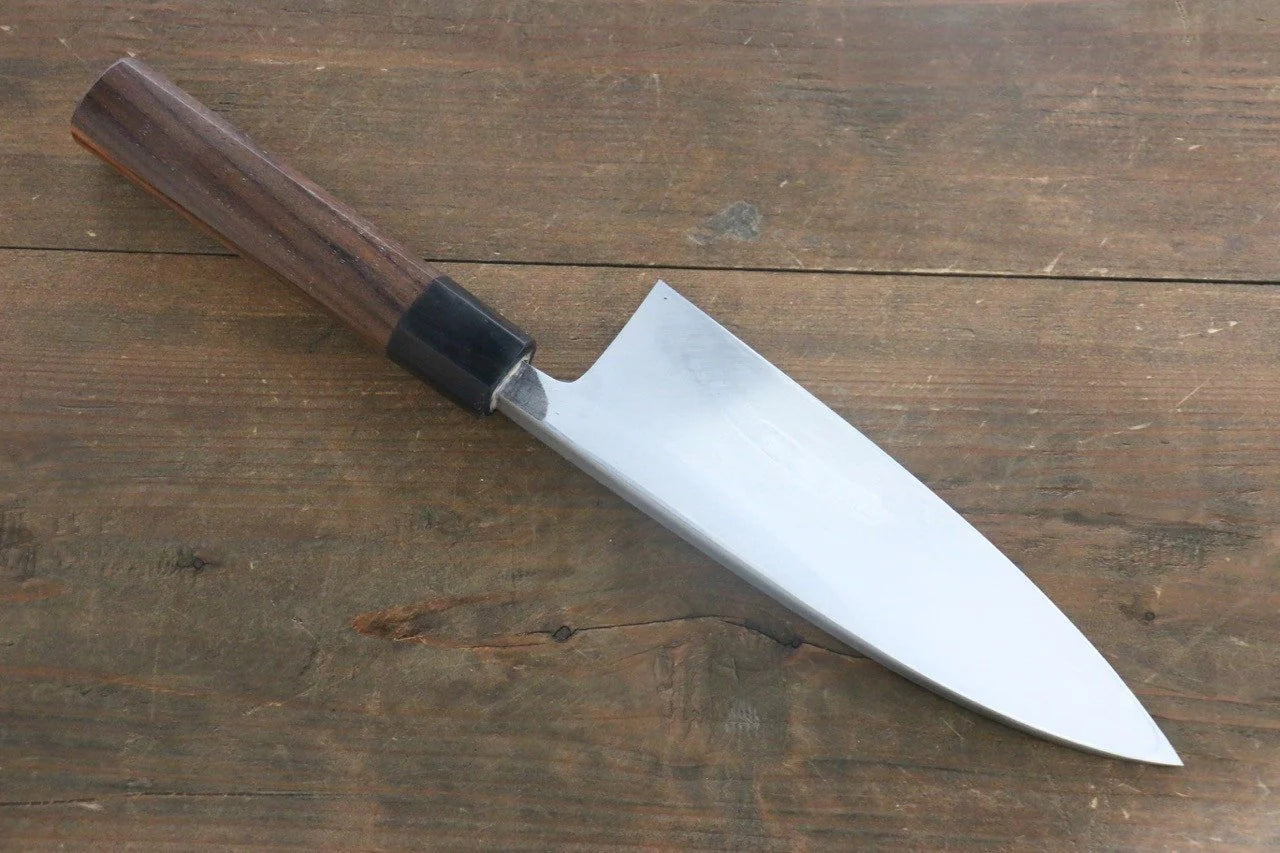 Hideo Kitaoka White Steel (เหล็กกล้าขาว) No.2 ดามัสกัส มีด Deba มีดทำครัวญี่ปุ่น 180mm ด้ามไม้พะยูง