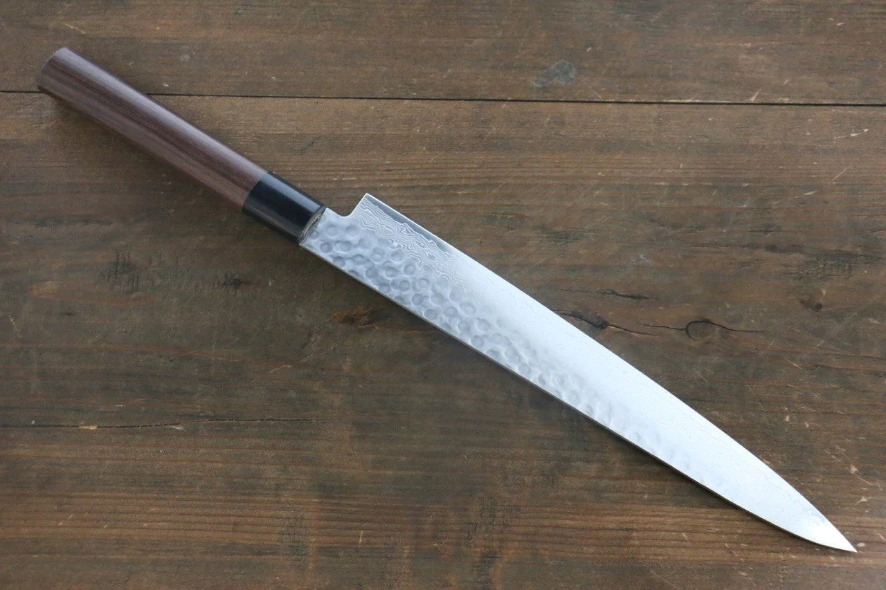 Sakai Takayuki AUS10 ดามัสกัส 45 ชั้น มีดเลาะเอ็น Sujihiki มีดทำครัวญี่ปุ่น 240mm ด้ามไม้พะยูง