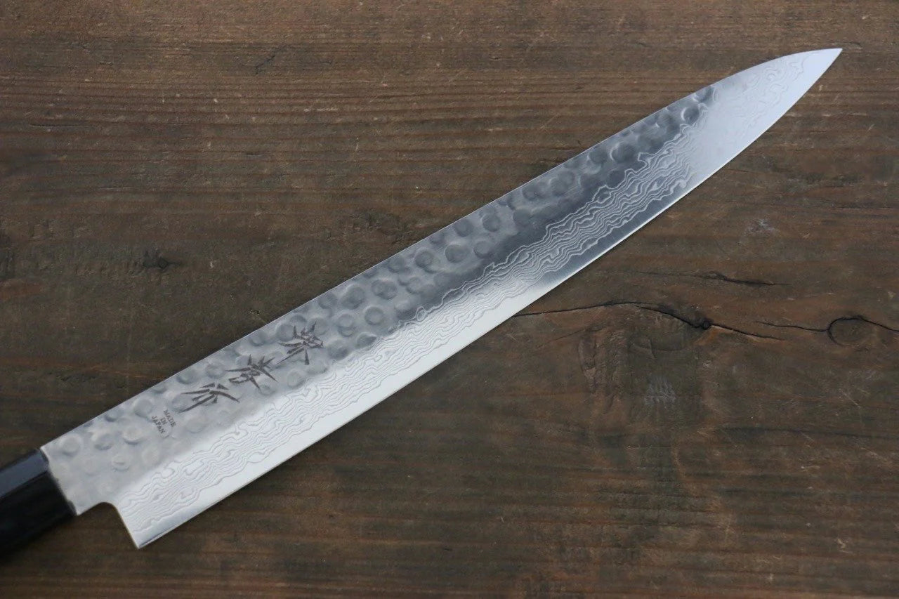 Sakai Takayuki AUS10 ดามัสกัส 45 ชั้น มีดเลาะเอ็น Sujihiki มีดทำครัวญี่ปุ่น 240mm ด้ามไม้พะยูง