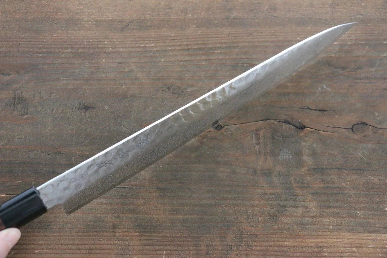 Sakai Takayuki AUS10 ดามัสกัส 45 ชั้น มีดเลาะเอ็น Sujihiki มีดทำครัวญี่ปุ่น 240mm ด้ามไม้พะยูง