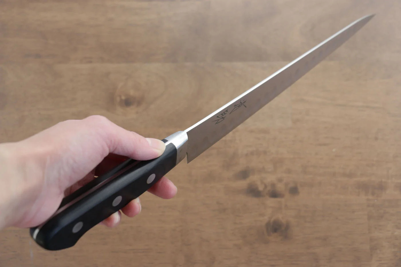 Seisuke Swedish Steel-stn (เหล็กสวีเดน stn) มีดเลาะเอ็นเเซลมอน Sujihiki Salmon มีดทำครัวญี่ปุ่น 240mm ด้ามไม้ Pakka wood สีดำ