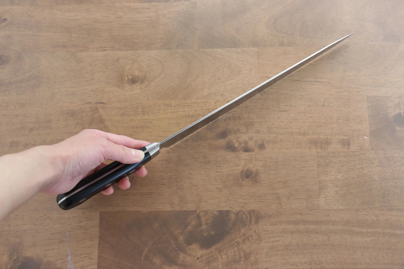 Seisuke Swedish Steel-stn (เหล็กสวีเดน stn) มีดเลาะเอ็นเเซลมอน Sujihiki Salmon มีดทำครัวญี่ปุ่น 270mm ด้ามไม้ Pakka wood สีดำ