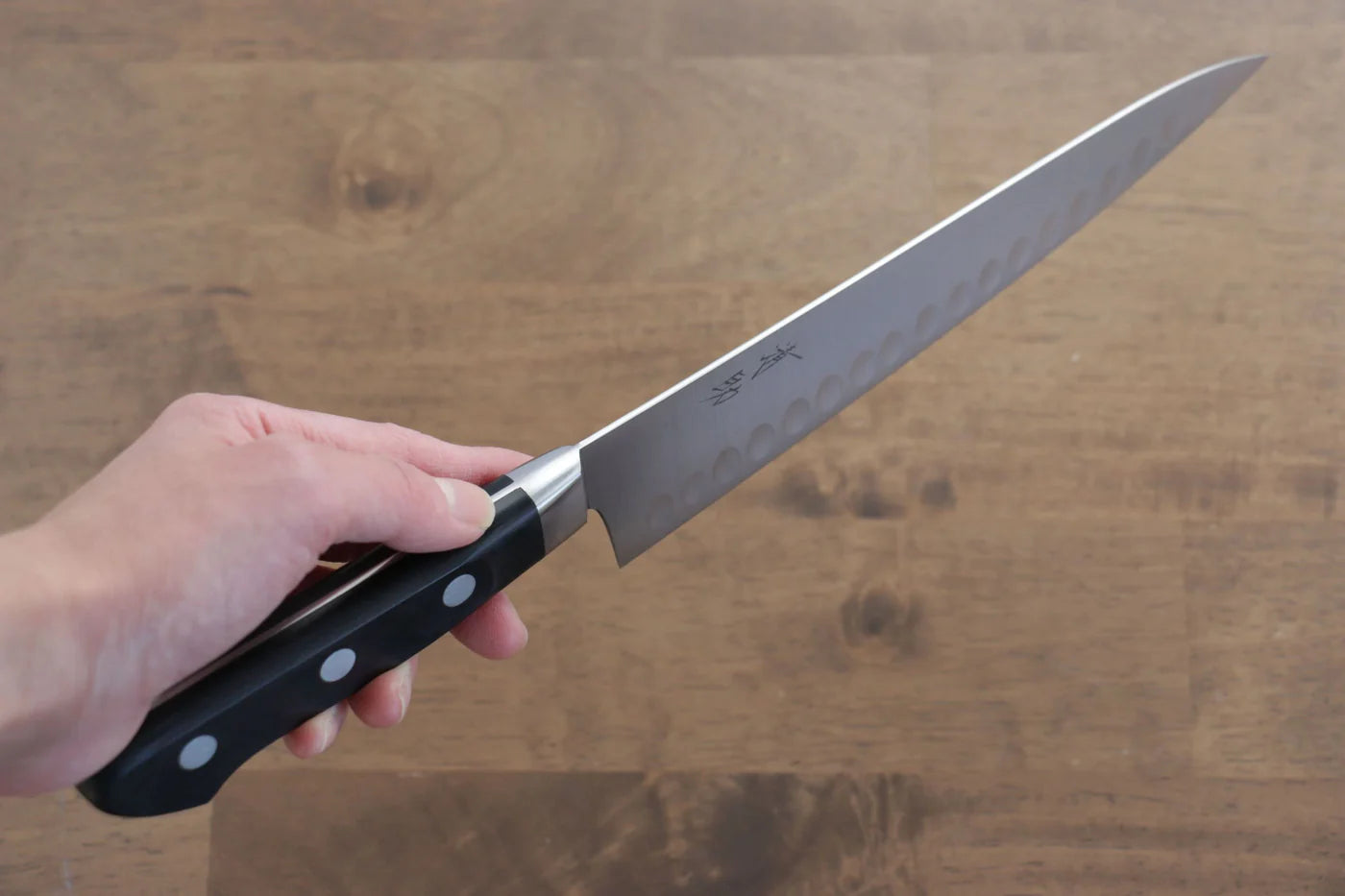Seisuke Swedish Steel-stn (เหล็กสวีเดน stn) มีดกิวโตะเเซลมอน Gyuto Salmon มีดทำครัวญี่ปุ่น 210mm ด้ามไม้ Pakka wood สีดำ