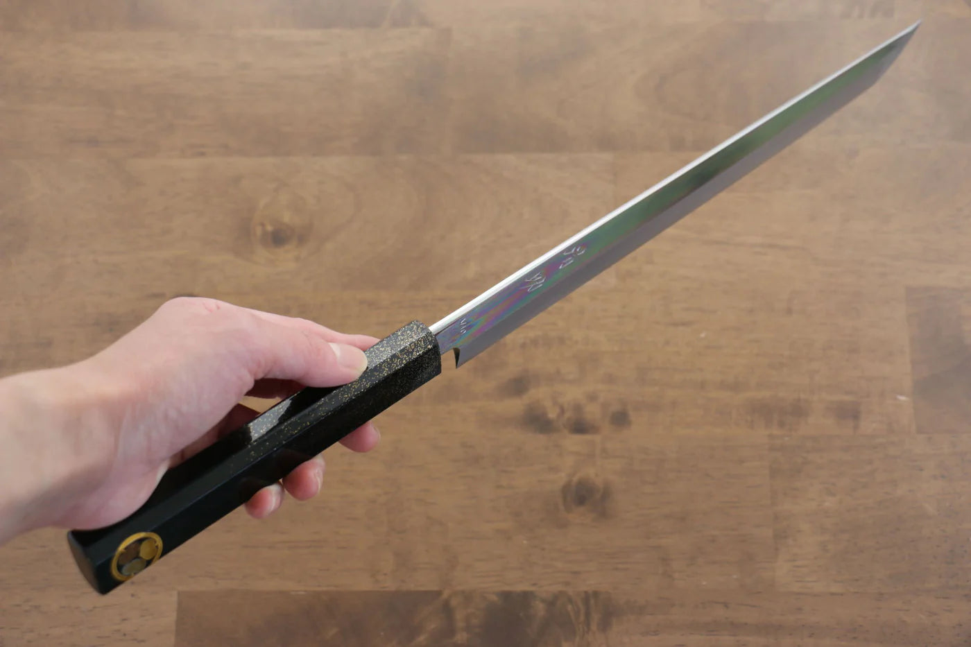 Seisuke VG10 มีด Sakimaru Takohiki มีดทำครัวญี่ปุ่น 300mm ด้ามไม้โอ๊กเคลือบ (Kamon)