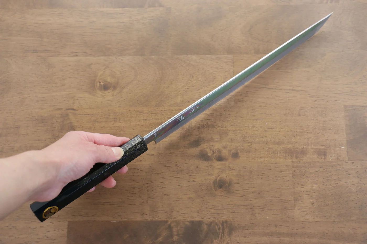 Seisuke VG10 มีด Sakimaru Takohiki มีดทำครัวญี่ปุ่น 300mm ด้ามไม้โอ๊กเคลือบ (Kamon)