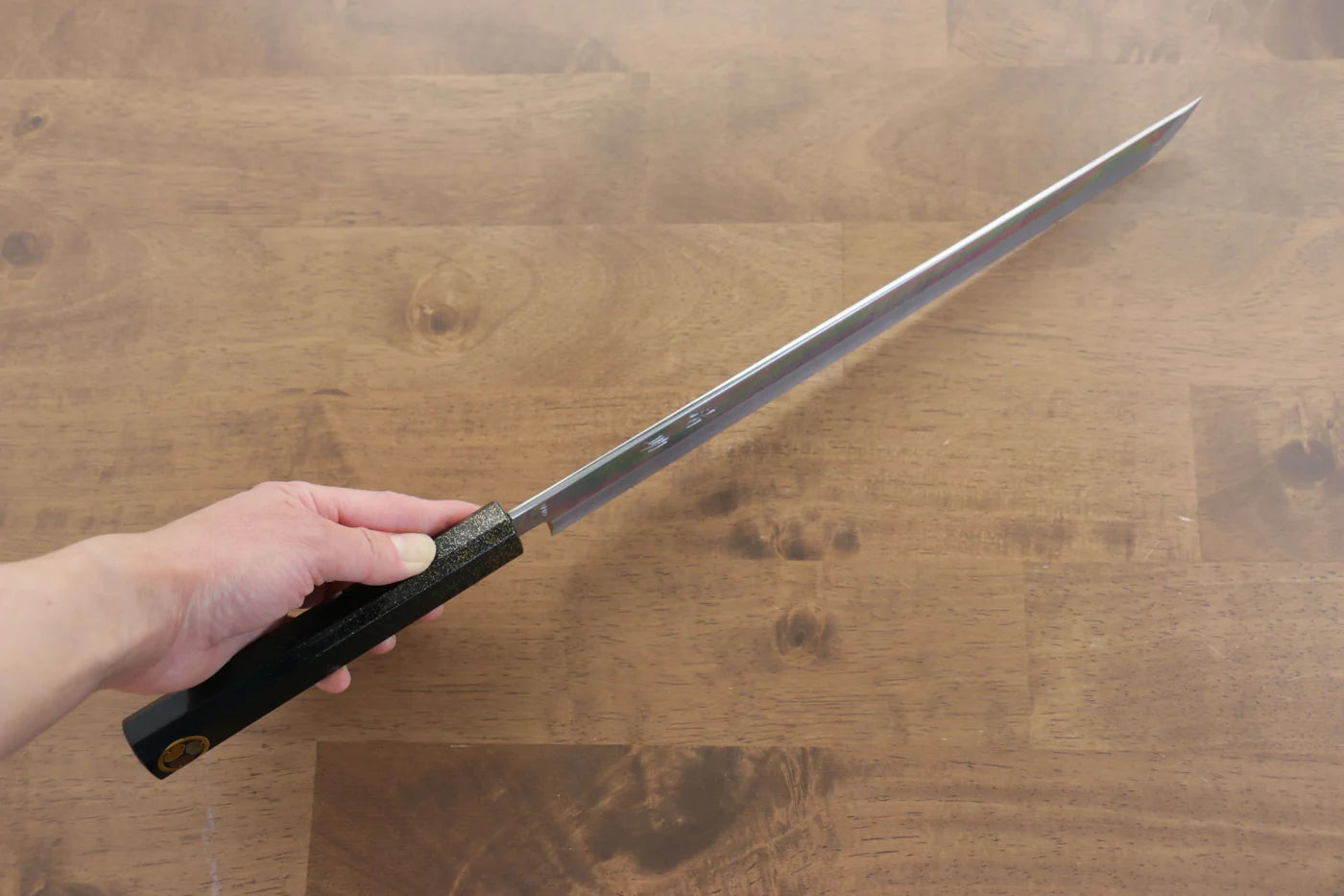 Seisuke VG10 มีด Sakimaru Takohiki มีดทำครัวญี่ปุ่น 270mm ด้ามไม้โอ๊กเคลือบ (Kamon)