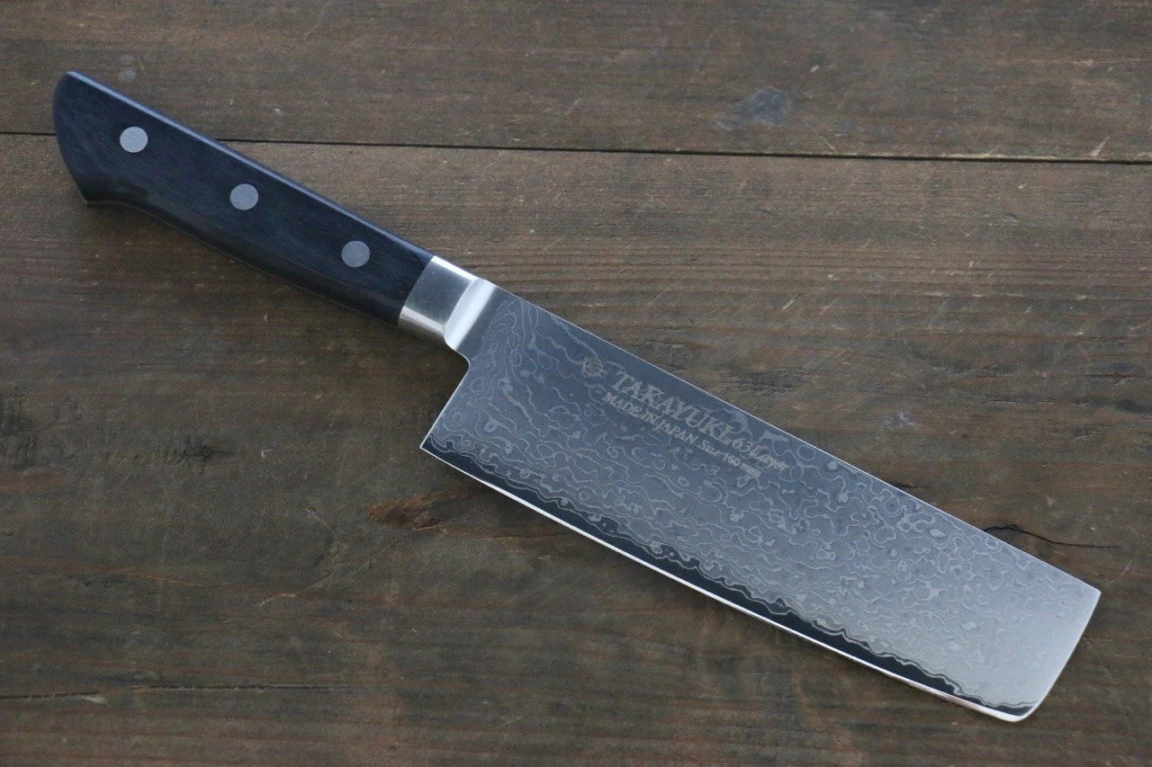 Sakai Takayuki โมลิบดินัม ดามัสกัส 63 ชั้น มีดหั่นผัก Nakiri มีดทำครัวญี่ปุ่น 160mm