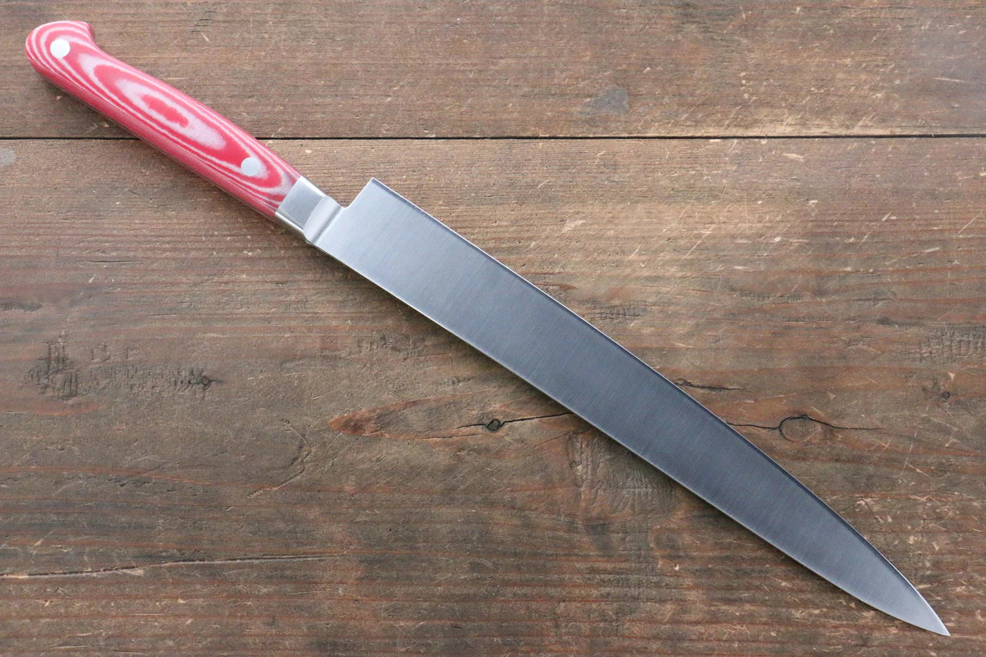 Sakai Takayuki Grand Chef Grand Chef สเเตนเลส มีดเลาะเอ็น Sujihiki มีดทำครัวญี่ปุ่น 240mm ด้าม Micarta แดง