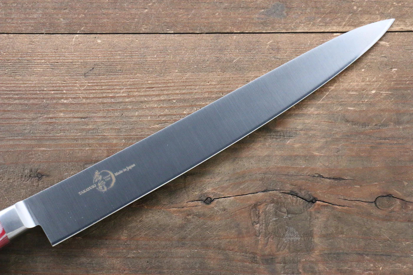 Sakai Takayuki Grand Chef Grand Chef สเเตนเลส มีดเลาะเอ็น Sujihiki มีดทำครัวญี่ปุ่น 240mm ด้าม Micarta แดง
