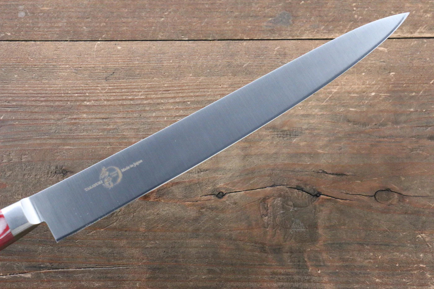 Sakai Takayuki Grand Chef Grand Chef สเเตนเลส มีดเลาะเอ็น Sujihiki มีดทำครัวญี่ปุ่น 240mm ด้าม Micarta แดง