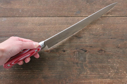 Sakai Takayuki Grand Chef Grand Chef สเเตนเลส มีดเลาะเอ็น Sujihiki มีดทำครัวญี่ปุ่น 240mm ด้าม Micarta แดง