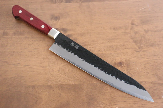 Seisuke Kurobeni Blue Super (บลูซุปเปอร์สตีล) ลายค้อนตี Kurouchi มีดกิวโตะ Gyuto มีดทำครัวญี่ปุ่น 240mm ด้ามไม้ Pakka wood สีแดง