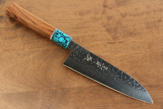 Yu Kurosaki Senko R2/SG2 ลายค้อนตี มีด Santoku ขนาดเล็ก มีดทำครัวญี่ปุ่น 150mm ด้ามไม้พะยูง(เฟอร์รูล : เทอร์คอยซ์ประดับห่วง)