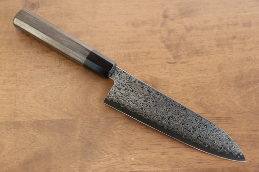 Kanjyo VG10 ดามัสกัส มีด Santoku มีดทำครัวญี่ปุ่น 180mm ด้ามไม้ Pakka wood สีเทา
