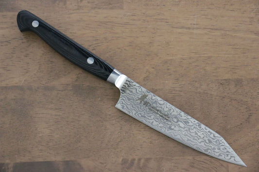 Sakai Takayuki Coreless (ไร้เเกน) ดามัสกัส มีดขนาดเล็ก  Petty มีดทำครัวญี่ปุ่น 120mm ด้าม Micarta ดำ