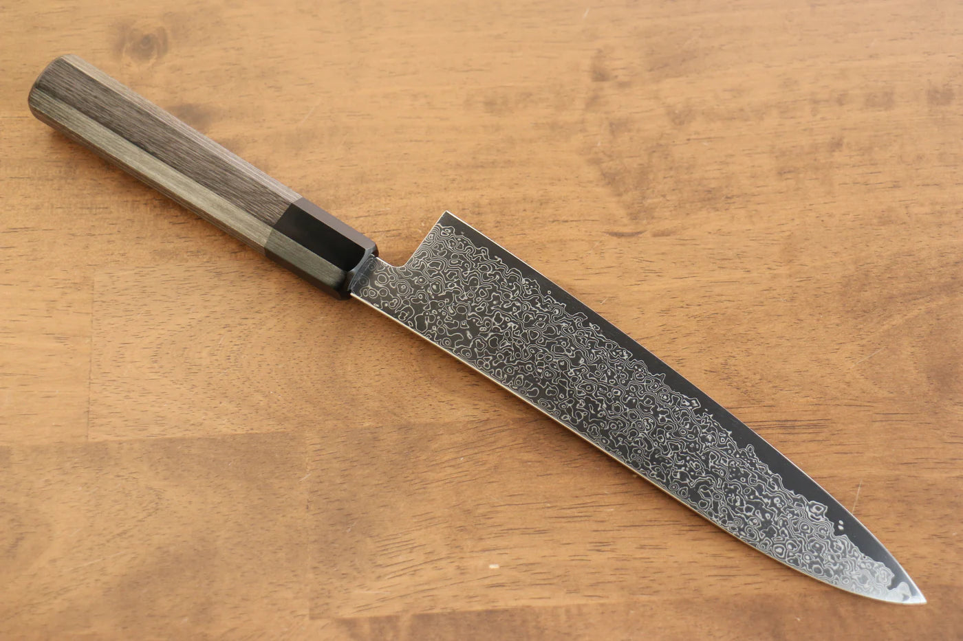 Kanjyo VG10 ดามัสกัส มีดกิวโตะ Gyuto มีดทำครัวญี่ปุ่น 210mm ด้ามไม้ Pakka wood สีเทา