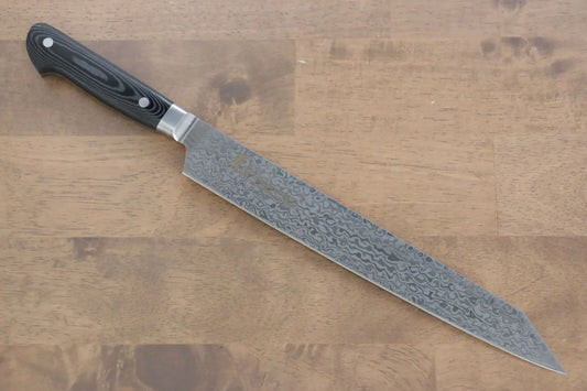 Sakai Takayuki Coreless (ไร้เเกน) ดามัสกัส มีด Kengata Yanagiba มีดทำครัวญี่ปุ่น 260mm ด้าม Micarta ดำ
