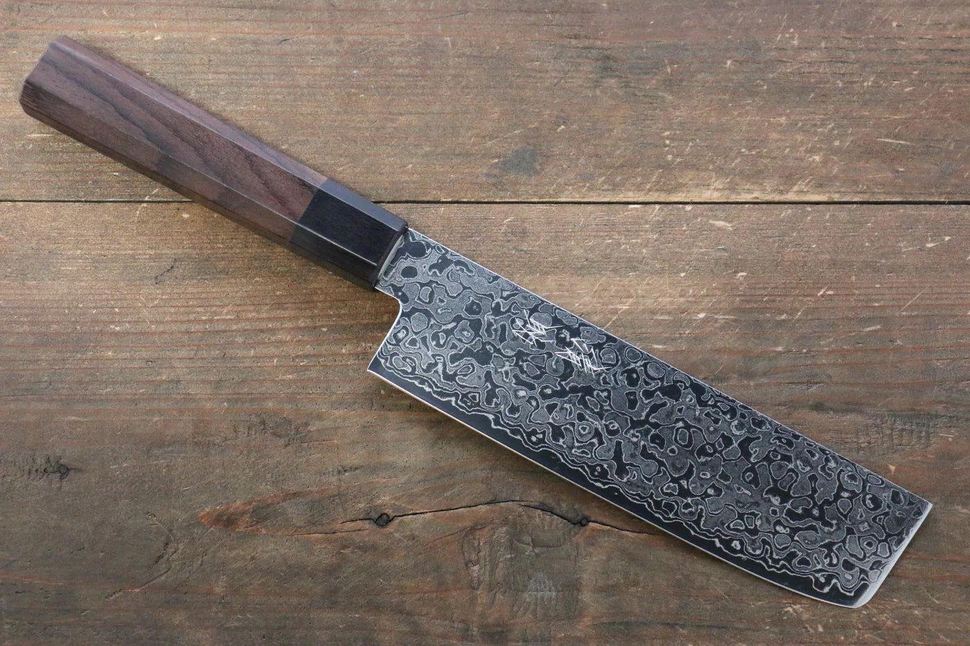 Seisuke AUS10 ดามัสกัส มีดหั่นผัก Nakiri มีดทำครัวญี่ปุ่น 165mm ด้ามไม้พะยู
