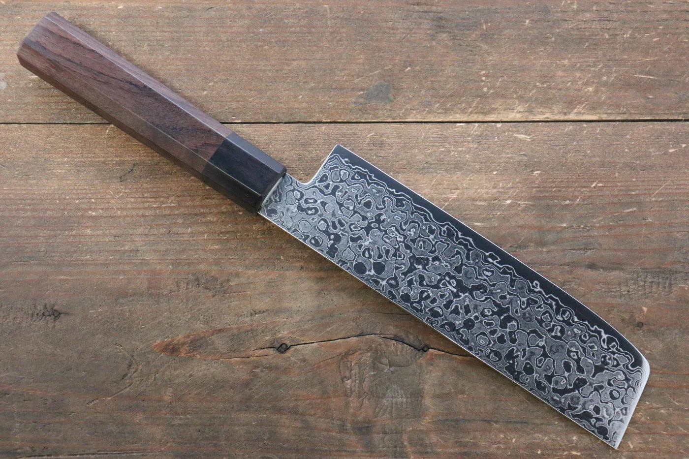 Seisuke AUS10 ดามัสกัส มีดหั่นผัก Nakiri มีดทำครัวญี่ปุ่น 165mm ด้ามไม้พะยู