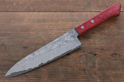 Nao Yamamoto VG10 ดามัสกัสดำ มีดกิวโตะ Gyuto มีดทำครัวญี่ปุ่น 180mm ด้ามไม้ Pakka wood สีแดง