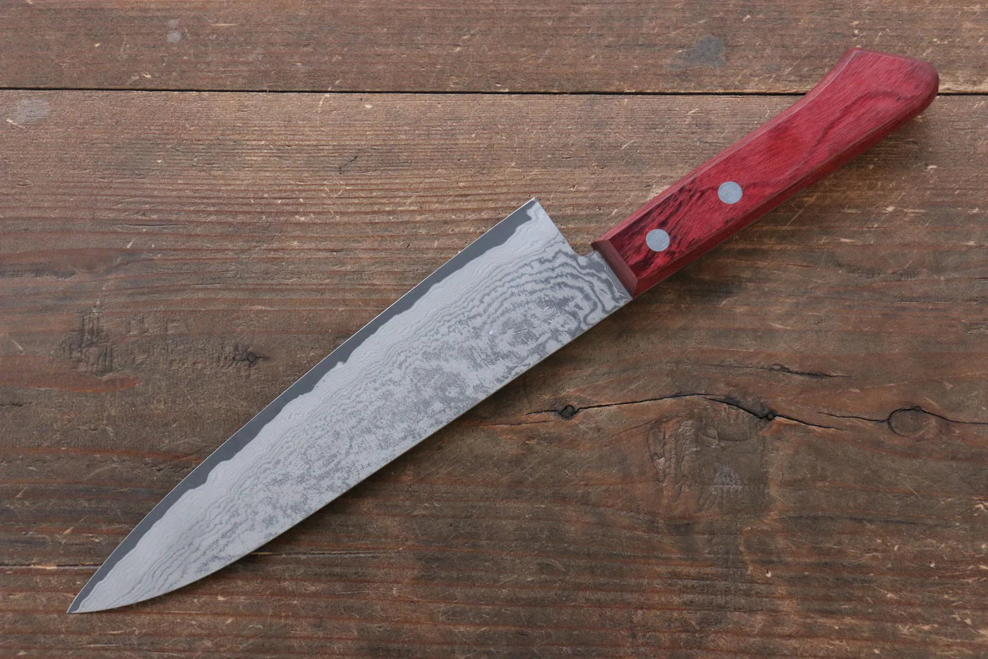 Nao Yamamoto VG10 ดามัสกัสดำ มีดกิวโตะ Gyuto มีดทำครัวญี่ปุ่น 180mm ด้ามไม้ Pakka wood สีแดง