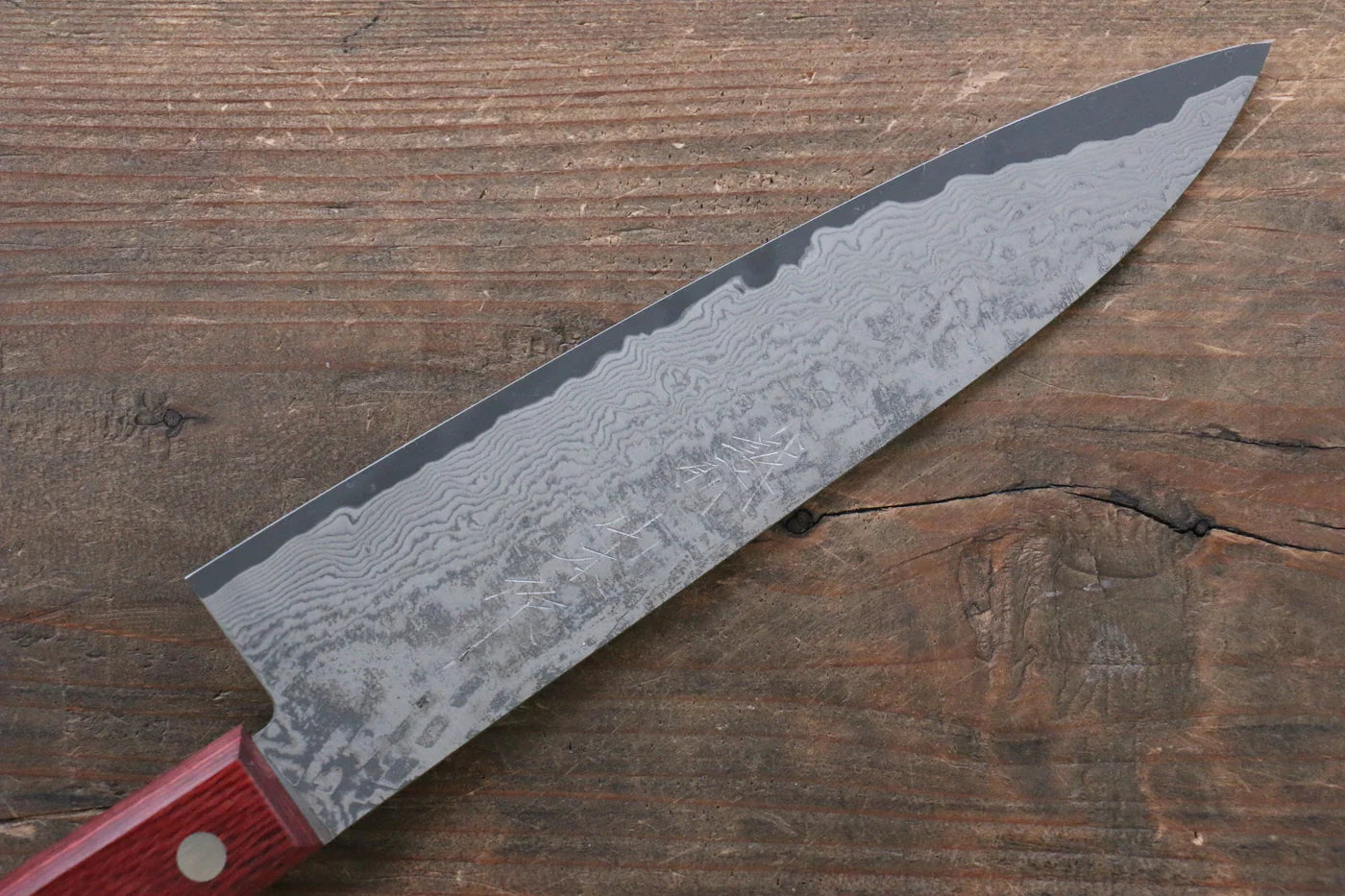 Nao Yamamoto VG10 ดามัสกัสดำ มีดกิวโตะ Gyuto มีดทำครัวญี่ปุ่น 180mm ด้ามไม้ Pakka wood สีแดง