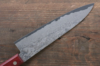 Nao Yamamoto VG10 ดามัสกัสดำ มีดกิวโตะ Gyuto มีดทำครัวญี่ปุ่น 180mm ด้ามไม้ Pakka wood สีแดง