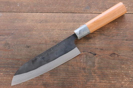 Nao Yamamoto White Steel (เหล็กกล้าขาว) No.2 Kurouchi ดามัสกัส มีด Santoku มีดทำครัวญี่ปุ่น 170mm ด้ามเชอร์รีอเมริกัน